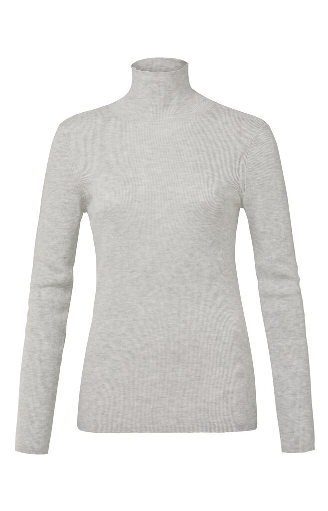 YAYA - Roláčik s hodvábom a rib vzorom Mid grey melange - mid grey melange