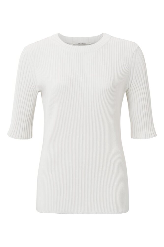 YAYA - Top s rib vzorom Bright white - bright white