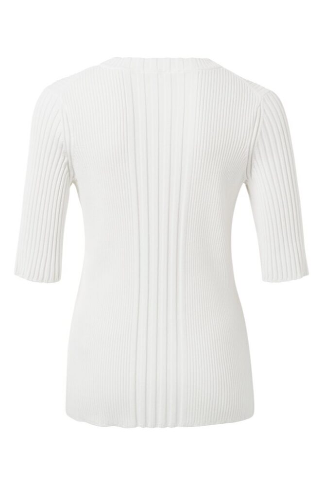 YAYA - Top s rib vzorom Bright white - bright white