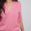 YAYA - Pulóver s V-výstrihom Cosmos pink melange - cosmos pink melange
