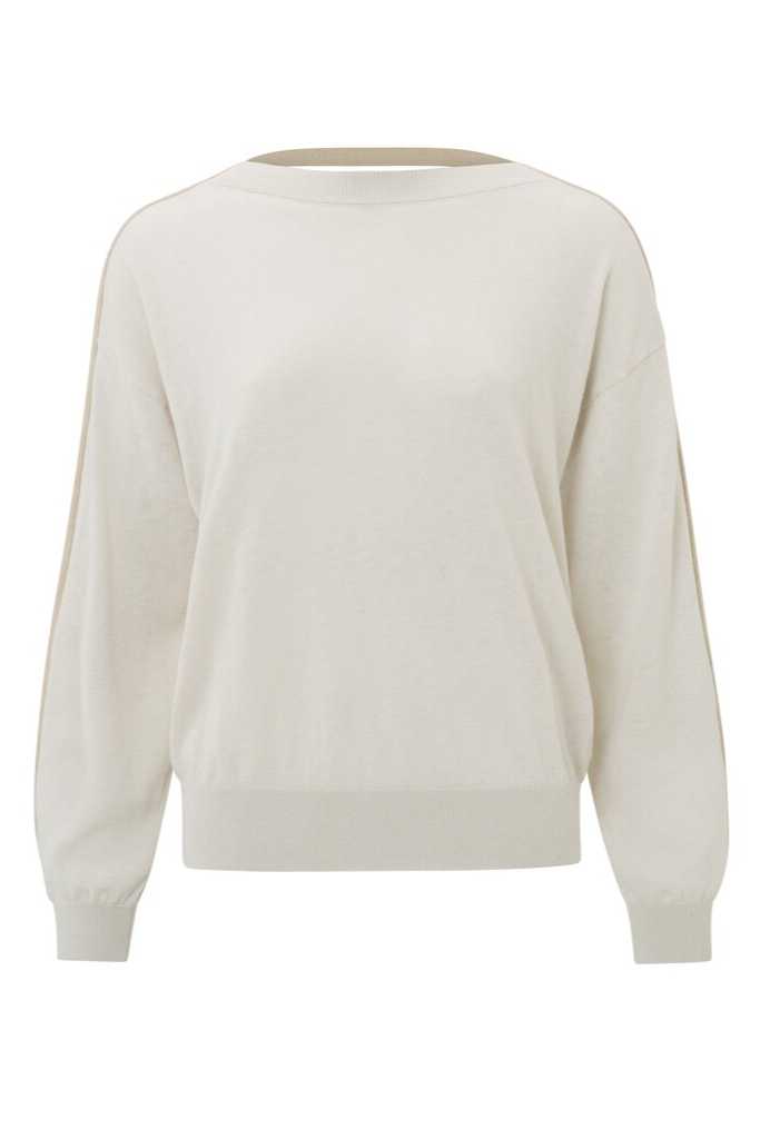 YAYA - Pulóver s výstrihom vzadu Moonbeam sand dessin - moonbeam sand dessin YAYA - Pulóver s výstrihom vzadu Moonbeam sand dessin - moonbeam sand dessin