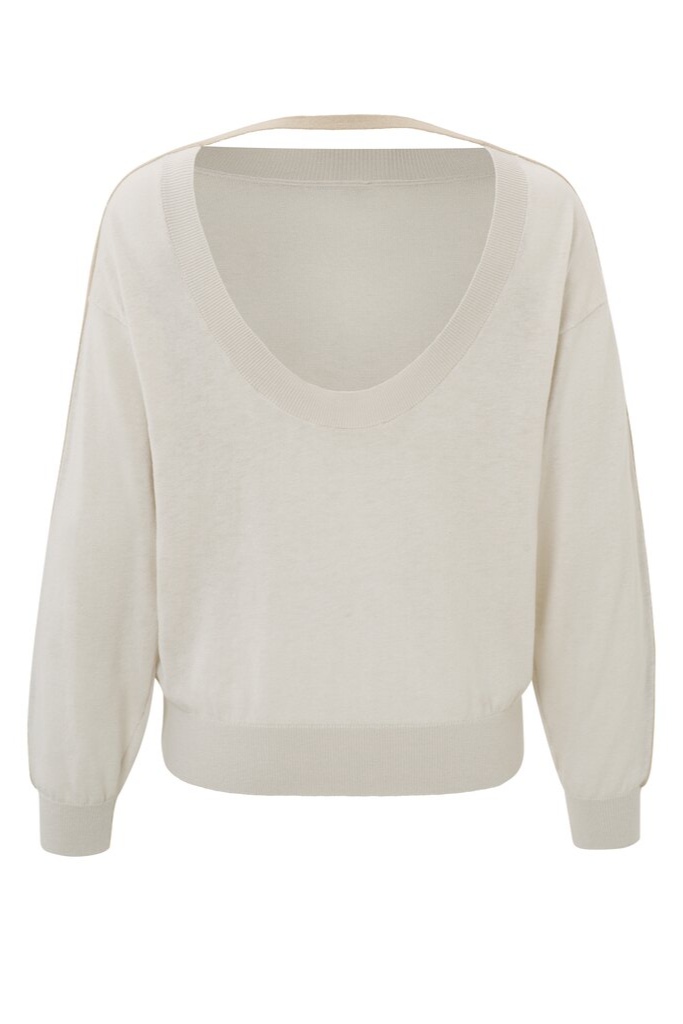 YAYA - Pulóver s výstrihom vzadu Moonbeam sand dessin - moonbeam sand dessin YAYA - Pulóver s výstrihom vzadu Moonbeam sand dessin - moonbeam sand dessin