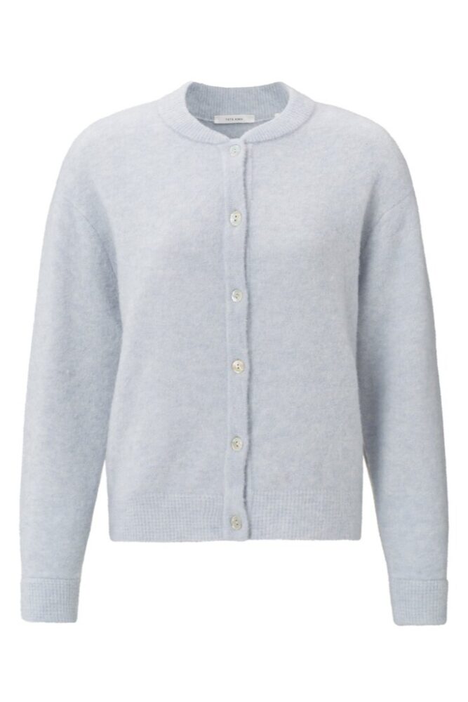 YAYA - Sveter krátky s gombíčkami Pearl blue - pearl blue