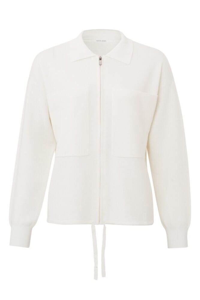 YAYA - Sveter so zipsom Wool white - wool white