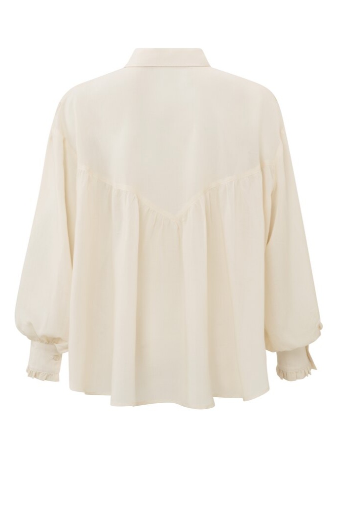 YAYA - Blúzka oversized s balónovými rukávmi Summer sand - summer sand YAYA - Blúzka oversized s balónovými rukávmi Summer sand - summer sand