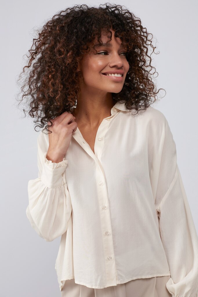 YAYA - Blúzka oversized s balónovými rukávmi Summer sand - summer sand YAYA - Blúzka oversized s balónovými rukávmi Summer sand - summer sand