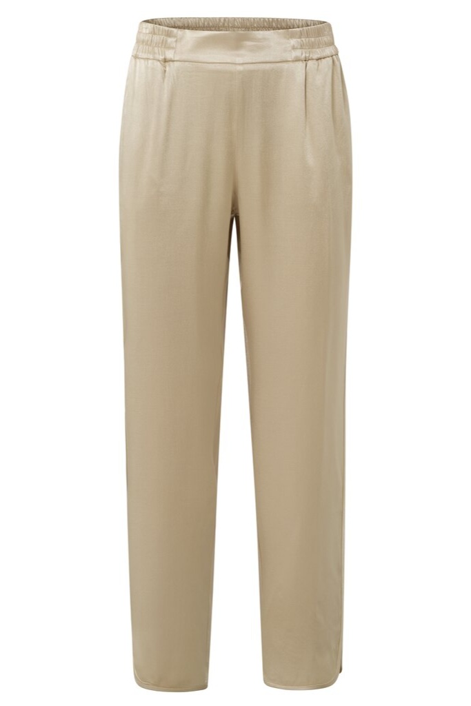 YAYA - Nohavice voľné saténové Safari sand - safari sand YAYA - Nohavice voľné saténové Safari sand - safari sand