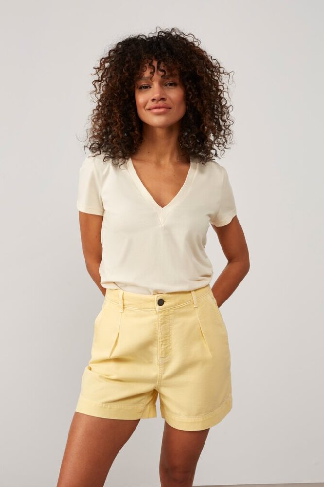 YAYA - Nohavice krátke Straw yellow - straw yellow