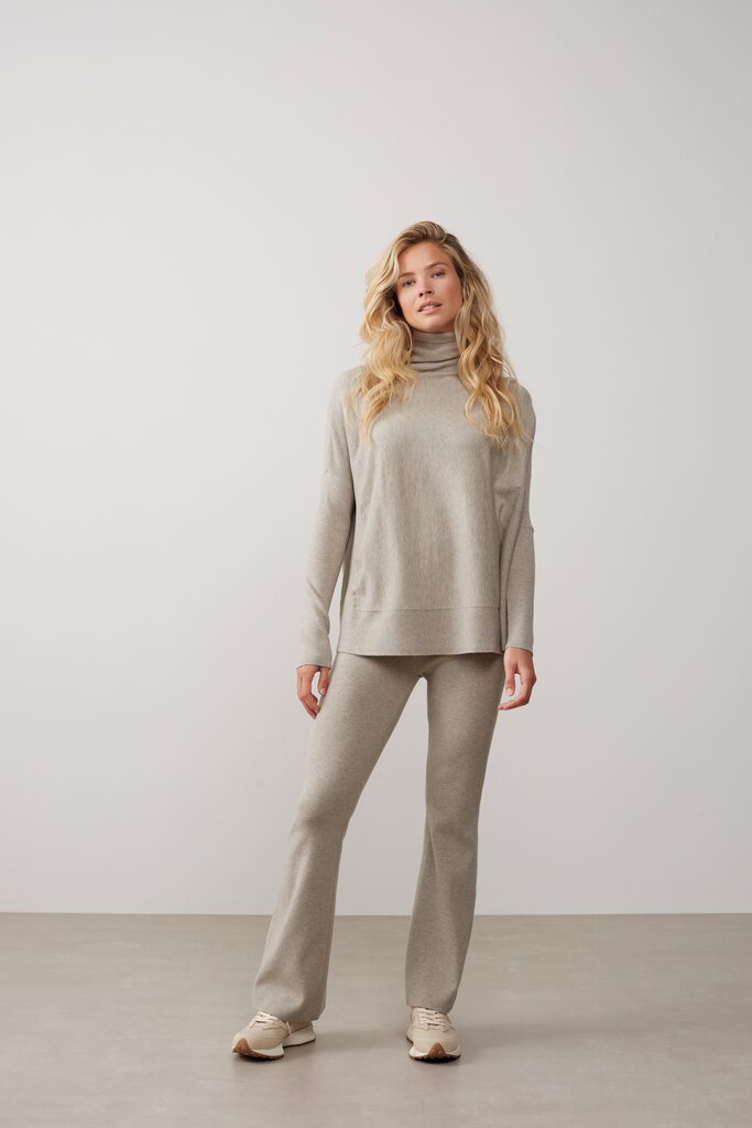 YAYA - Nohavice úpletové - taupe grey melange YAYA - Nohavice úpletové - taupe grey melange
