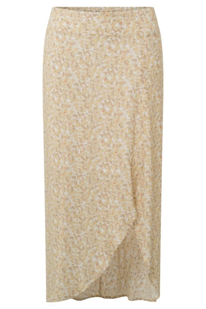 YAYA - Sukňa midi s rozparkom Straw yellow design - straw yellow design