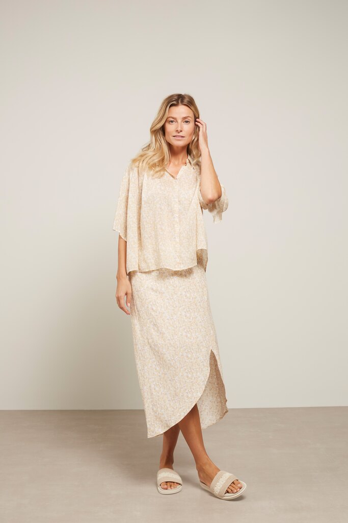 YAYA - Sukňa midi s rozparkom Straw yellow design - straw yellow design YAYA - Sukňa midi s rozparkom Straw yellow design - straw yellow design