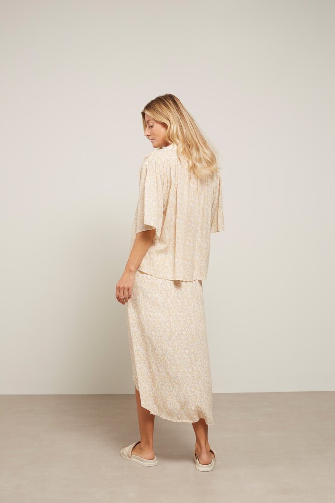 YAYA - Sukňa midi s rozparkom Straw yellow design - straw yellow design YAYA - Sukňa midi s rozparkom Straw yellow design - straw yellow design