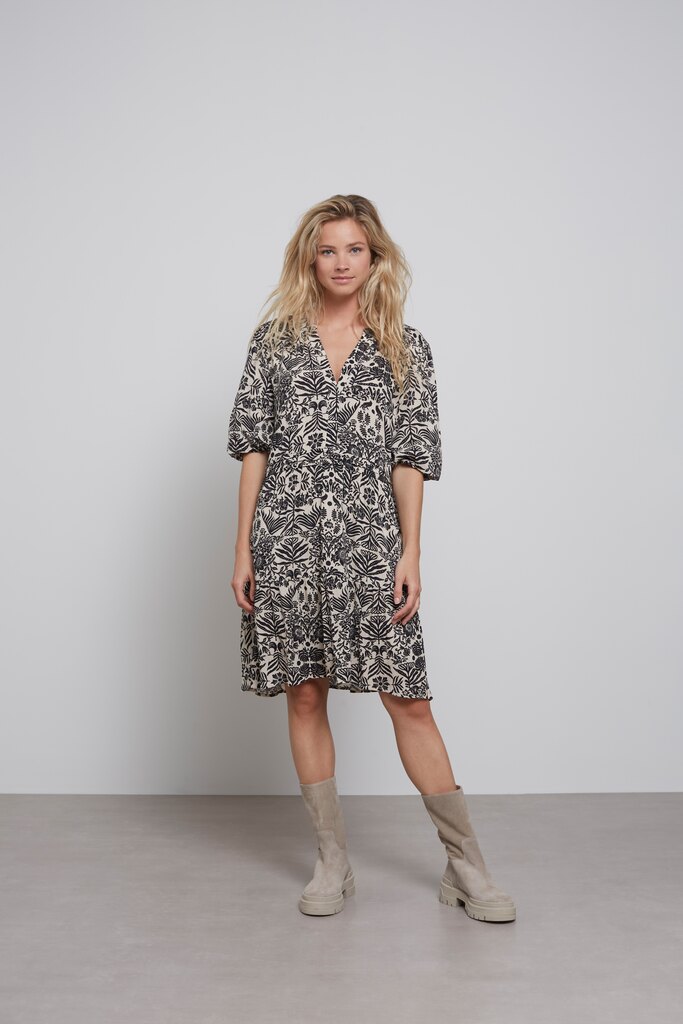 YAYA - Šaty s volánmi a s potlačou Pumice stone sand dessin - pumice stone sand dessin YAYA - Šaty s volánmi a s potlačou Pumice stone sand dessin - pumice stone sand dessin