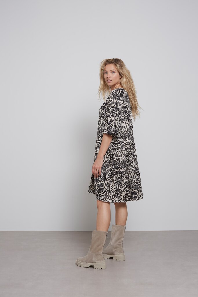 YAYA - Šaty s volánmi a s potlačou Pumice stone sand dessin - pumice stone sand dessin YAYA - Šaty s volánmi a s potlačou Pumice stone sand dessin - pumice stone sand dessin