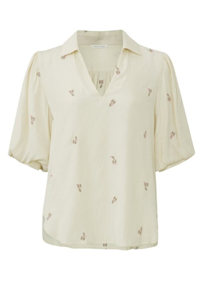 YAYA - Blúzka s krátkymi balónovými rukávmi Birch sand dessin - birch sand dessin