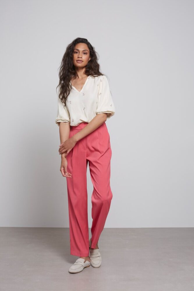 YAYA - Blúzka s krátkymi balónovými rukávmi Birch sand dessin - birch sand dessin