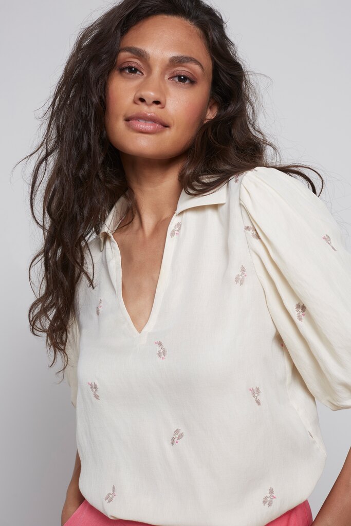 YAYA - Blúzka s krátkymi balónovými rukávmi Birch sand dessin - birch sand dessin YAYA - Blúzka s krátkymi balónovými rukávmi Birch sand dessin - birch sand dessin