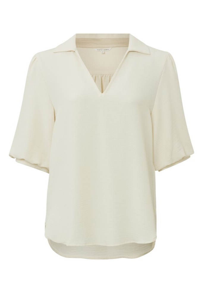 YAYA - Top s krátkymi balónovými rukávmi Birch sand - birch sand YAYA - Top s krátkymi balónovými rukávmi Birch sand - birch sand
