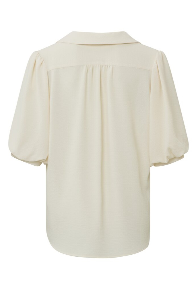 YAYA - Top s krátkymi balónovými rukávmi Birch sand - birch sand YAYA - Top s krátkymi balónovými rukávmi Birch sand - birch sand