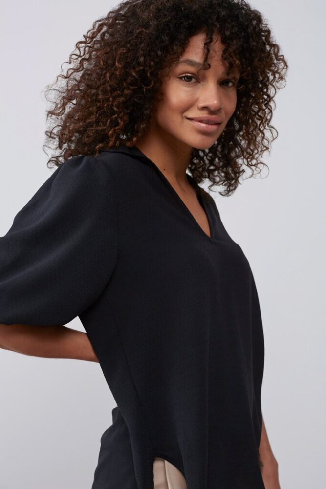 YAYA - Top s krátkymi balónovými rukávmi Beauty black - beauty black