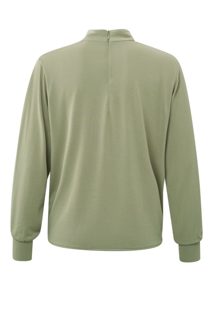 YAYA - Top so stojačikom a viazaním na páse Elm green - elm green YAYA - Top so stojačikom a viazaním na páse Elm green - elm green