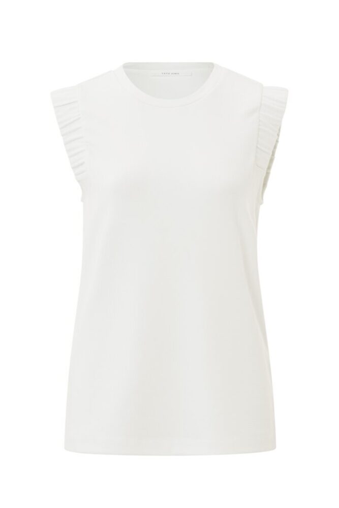 YAYA - Tričko s volánikmi na ramenách Star white - star white