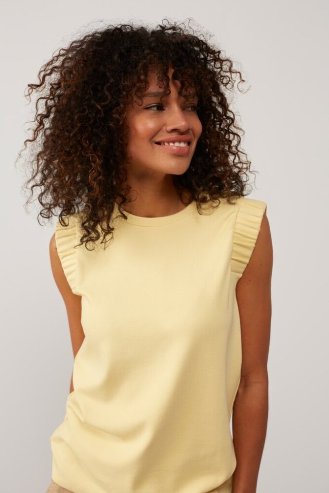 YAYA - Tričko s volánikmi na ramenách Sunlight yellow - sunlight yellow