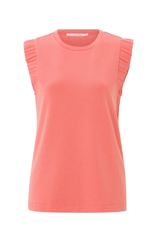 YAYA - Tričko s volánikmi na ramenách Shell pink - shell pink