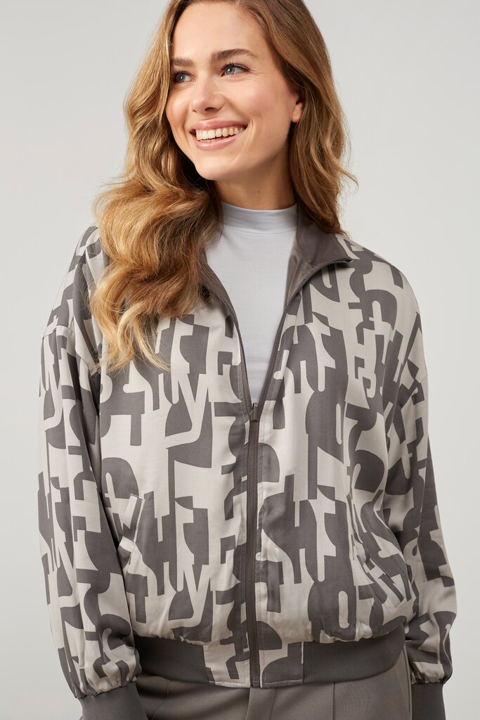 YAYA - Bunda krátka obojstranná Paloma grey dessin - paloma grey dessin YAYA - Bunda krátka obojstranná Paloma grey dessin - paloma grey dessin