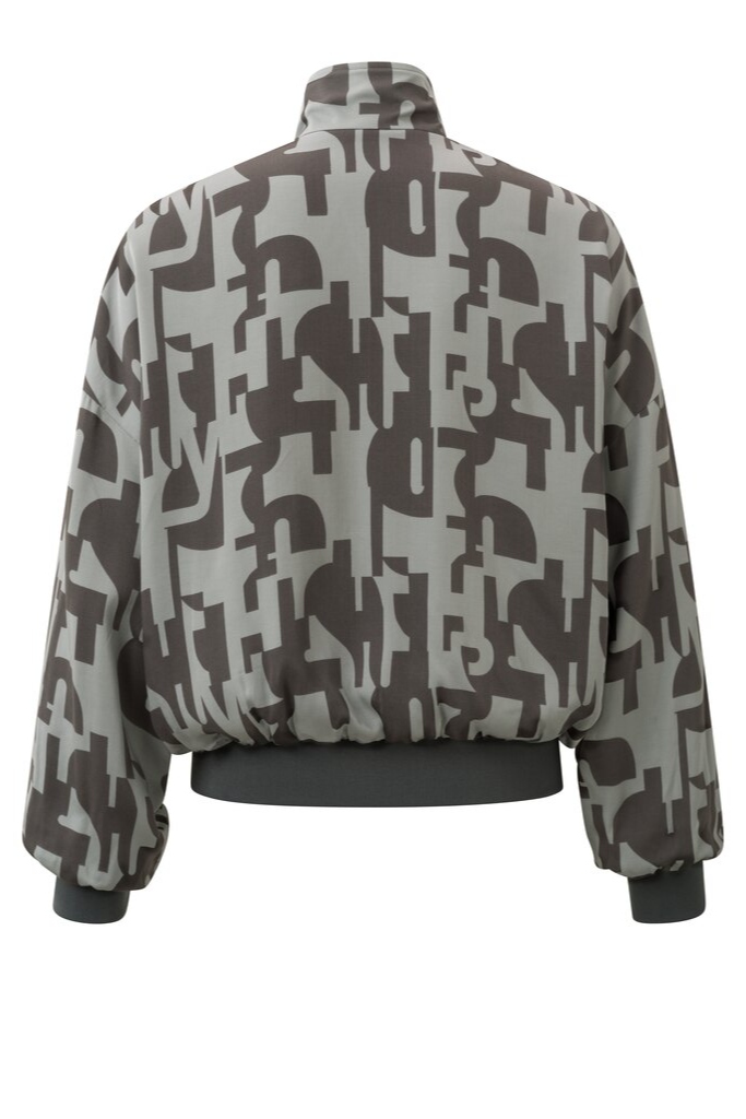 YAYA - Bunda krátka obojstranná Paloma grey dessin - paloma grey dessin YAYA - Bunda krátka obojstranná Paloma grey dessin - paloma grey dessin