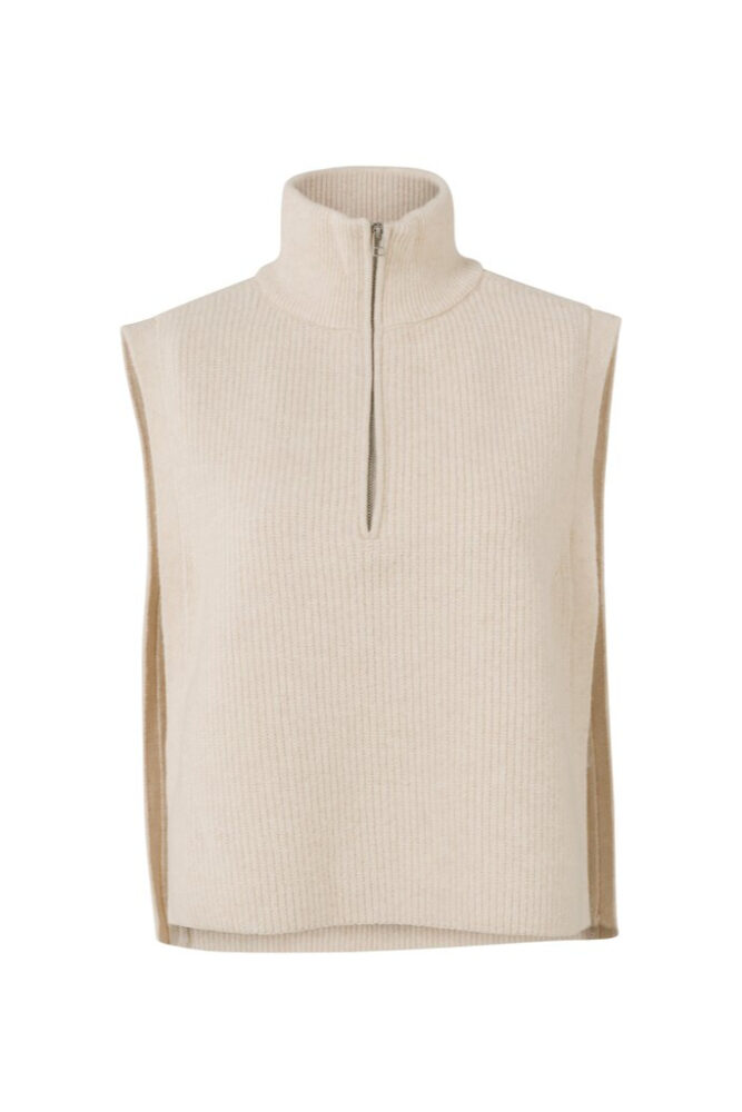 YAYA - Goliér pletený so zipsom Beige melange - beige melange