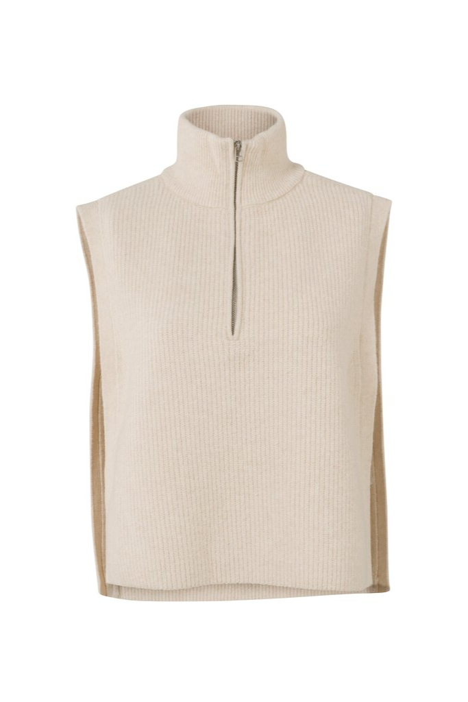 YAYA - Goliér pletený so zipsom Beige melange - beige melange YAYA - Goliér pletený so zipsom Beige melange - beige melange