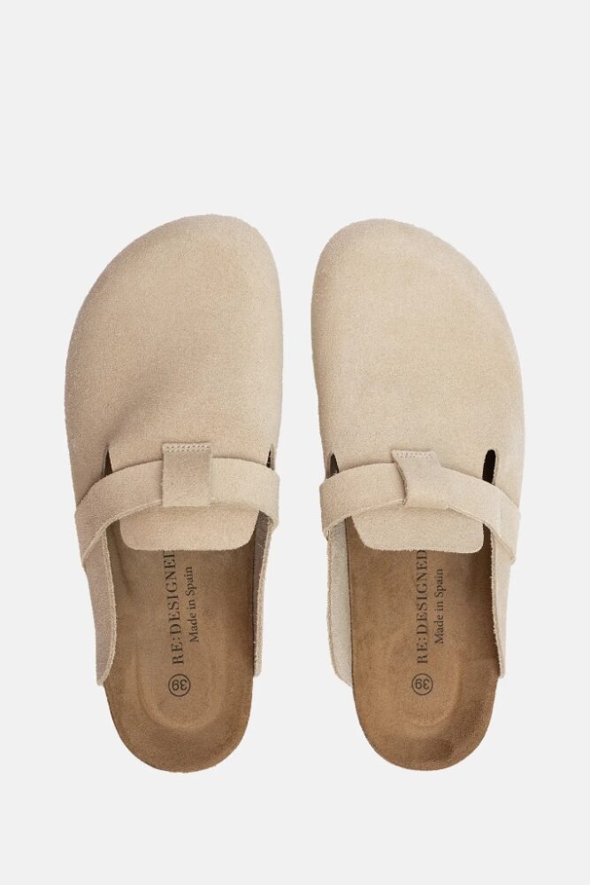 REDESIGNED - Šľapky kožené s korkovou podrážkou Beige - beige