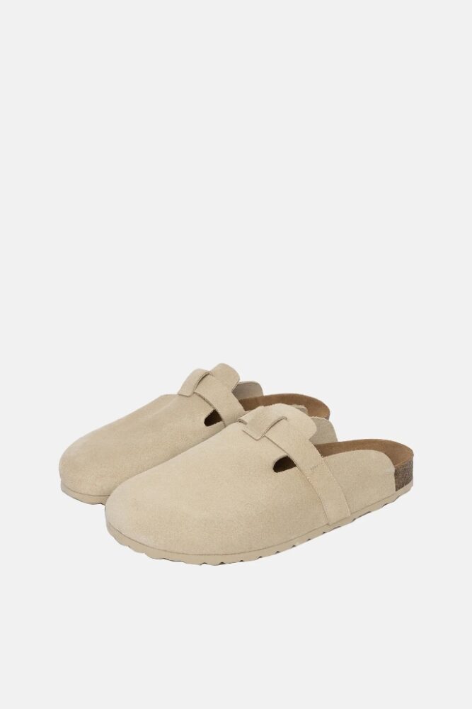 REDESIGNED - Šľapky kožené s korkovou podrážkou Beige - beige