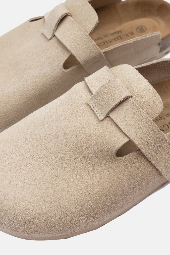 REDESIGNED - Šľapky kožené s korkovou podrážkou Beige - beige REDESIGNED - Šľapky kožené s korkovou podrážkou Beige - beige