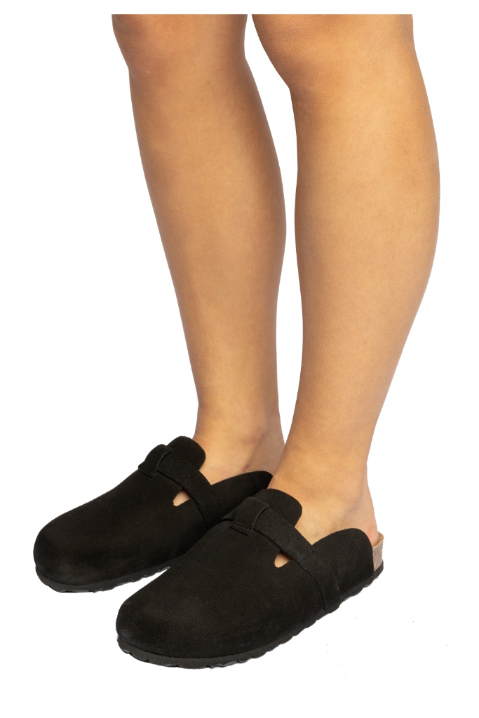 REDESIGNED - Šľapky kožené s korkovou podrážkou Black - black REDESIGNED - Šľapky kožené s korkovou podrážkou Black - black