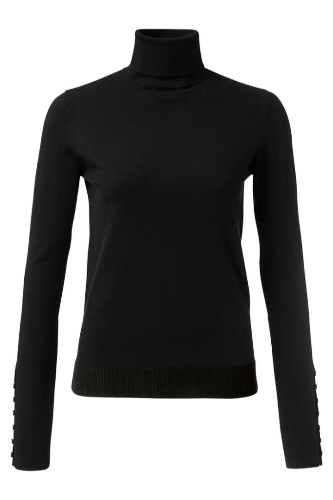 YAYA - Rolák s gombičkami na rukávoch Black - BLACK