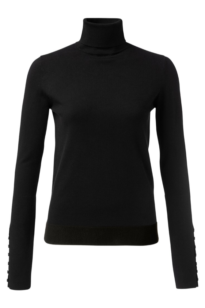 YAYA - Rolák s gombičkami na rukávoch Black - BLACK YAYA - Rolák s gombičkami na rukávoch Black - BLACK