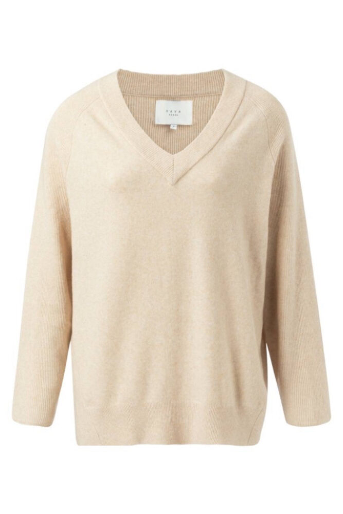 YAYA - Pulóver voľný s V-výstrihom - beige melange