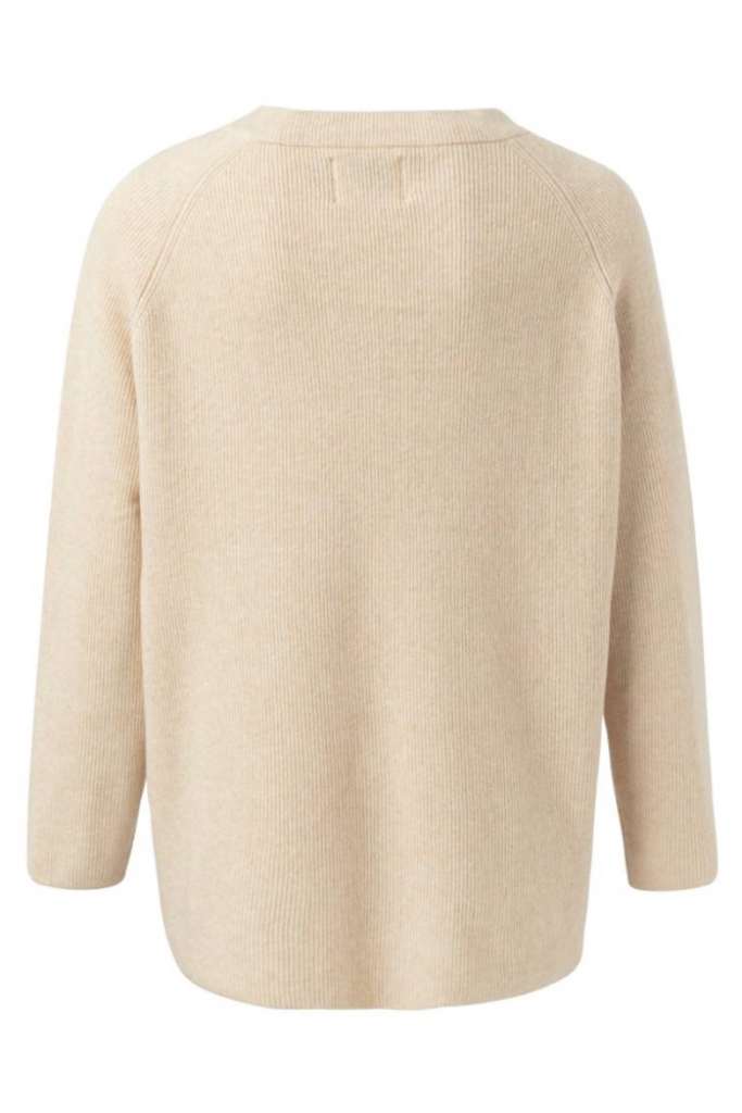 YAYA - Pulóver voľný s V-výstrihom - beige melange YAYA - Pulóver voľný s V-výstrihom - beige melange