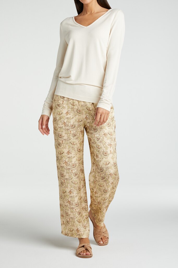 YAYA - Nohavice letné široké 7/8-dĺžka - wheat dessin YAYA - Nohavice letné široké 7/8-dĺžka - wheat dessin