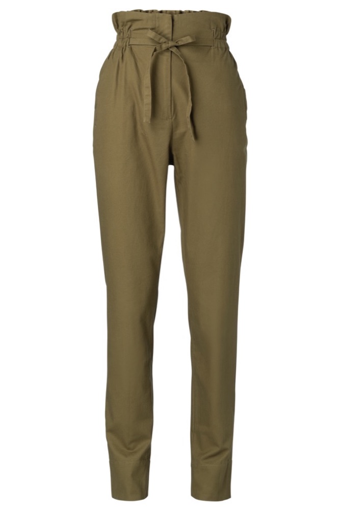 YAYA - Nohavice s vysokým pásom a mašlou - ARMY GREEN