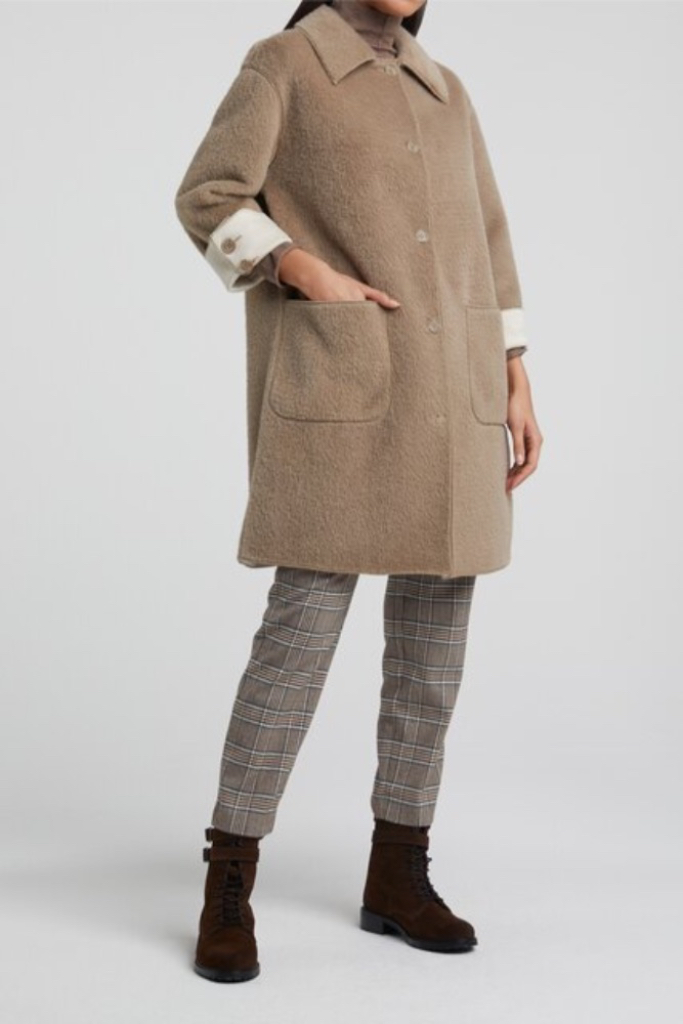 YAYA - Nohavice kárované 7/8 - CACAO BROWN DESSIN YAYA - Nohavice kárované 7/8 - CACAO BROWN DESSIN