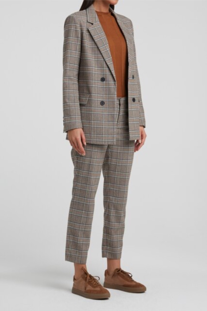 YAYA - Nohavice kárované 7/8 - CACAO BROWN DESSIN YAYA - Nohavice kárované 7/8 - CACAO BROWN DESSIN