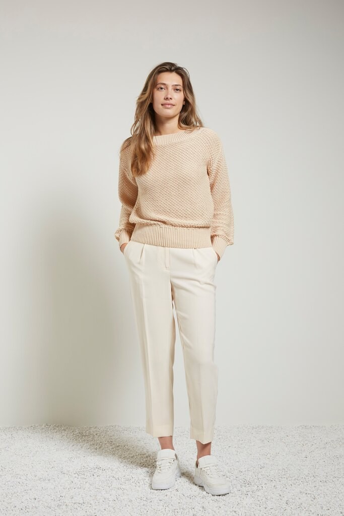 YAYA - Nohavice chino crop Warm sand - warm sand YAYA - Nohavice chino crop Warm sand - warm sand