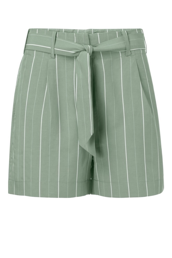 YAYA - Nohavice krátke pásikové - LIGHT SAGE