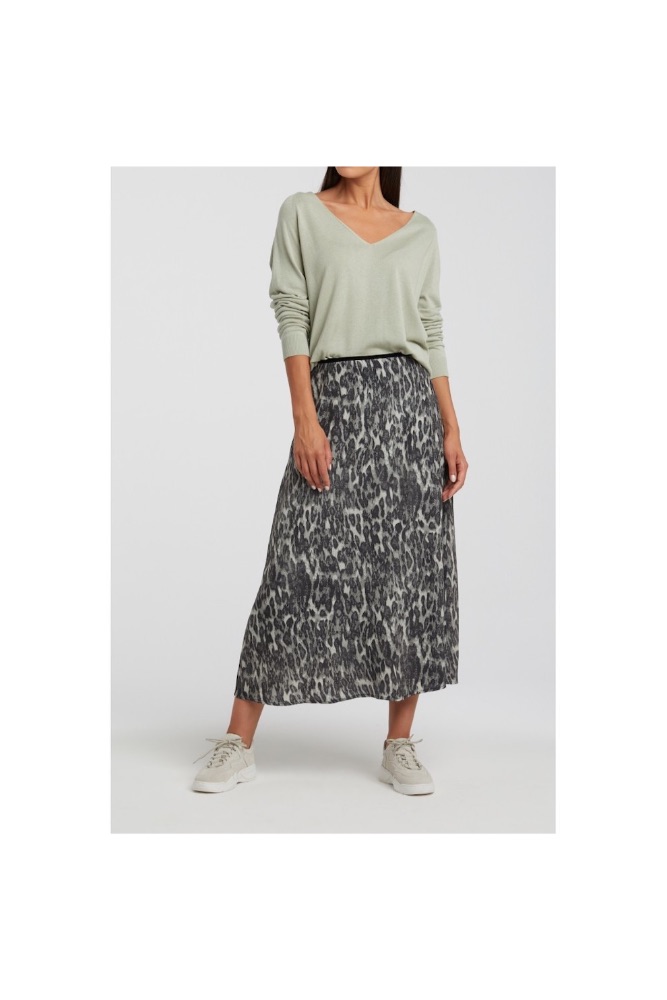 YAYA - Sukňa midi s leo-potlačou - DARK OLIVE DESSIN YAYA - Sukňa midi s leo-potlačou - DARK OLIVE DESSIN