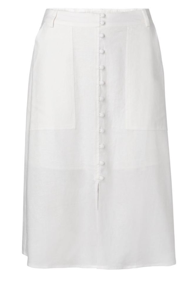 YAYA - Sukňa ľanová s gombíčkami - BLANC DE BLANC