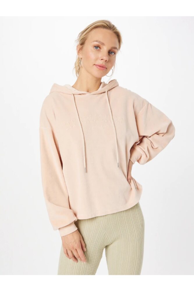 Herrlicher - Mikina s kapucou zamatová Caramel - caramel