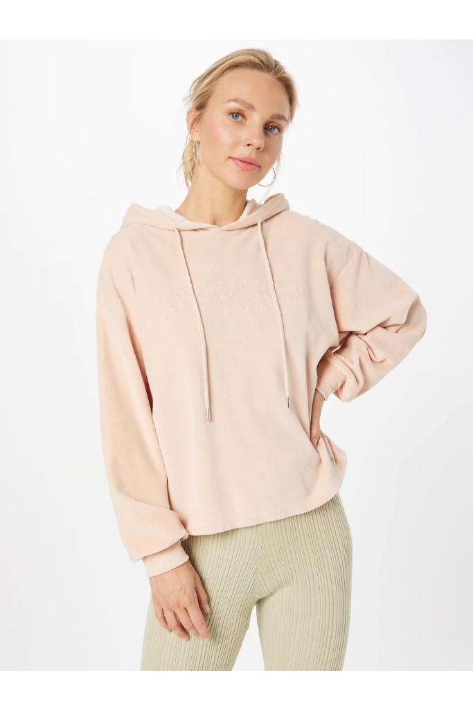 Herrlicher - Mikina s kapucou zamatová Caramel - caramel Herrlicher - Mikina s kapucou zamatová Caramel - caramel